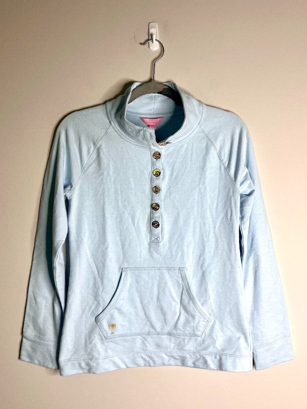 Lilly Pulitzer Captain Popover Sweatshirt Funnel Button Neck Coastal Preppy Sz S